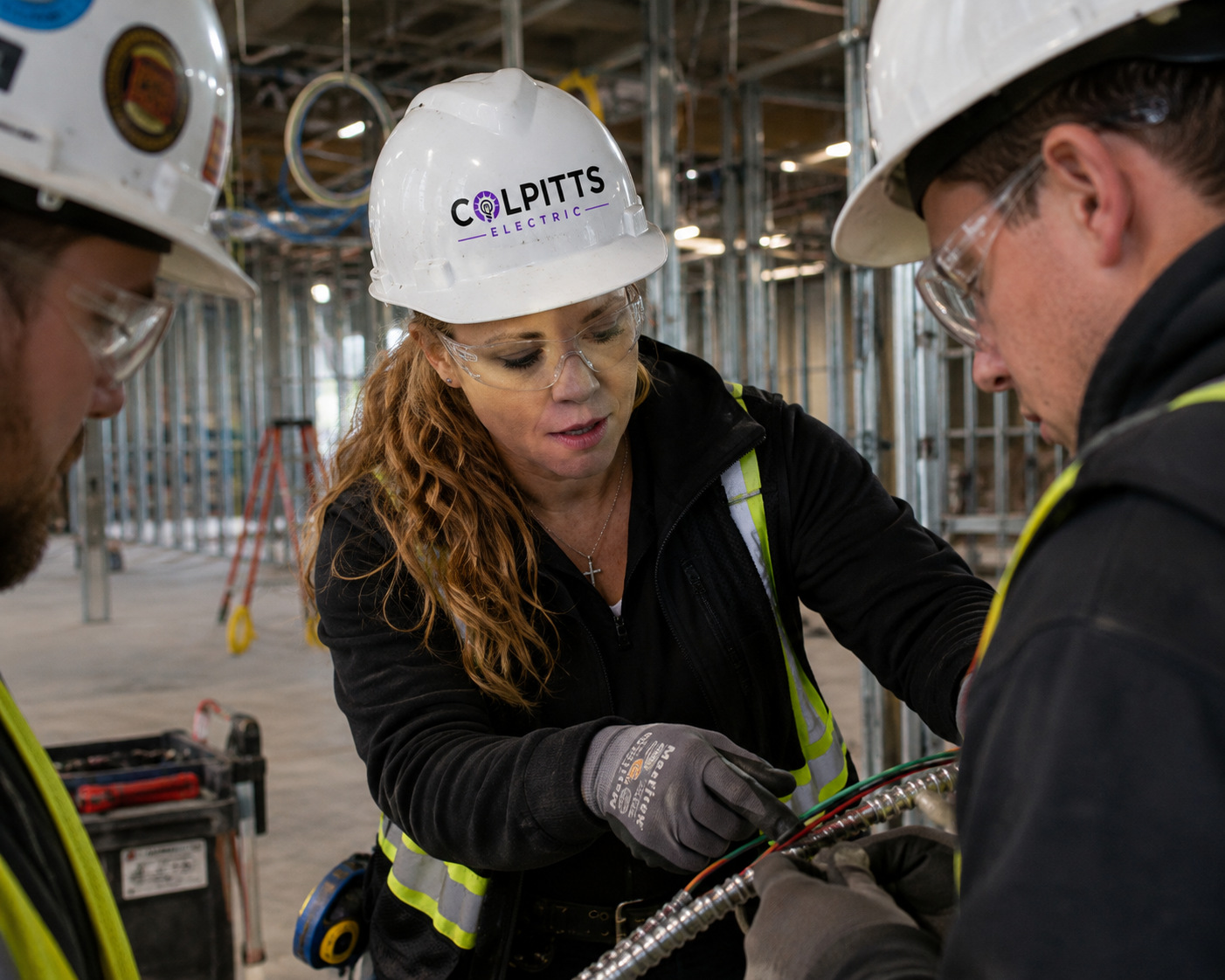 Colpitts Electric crew working conduit on a commercial project